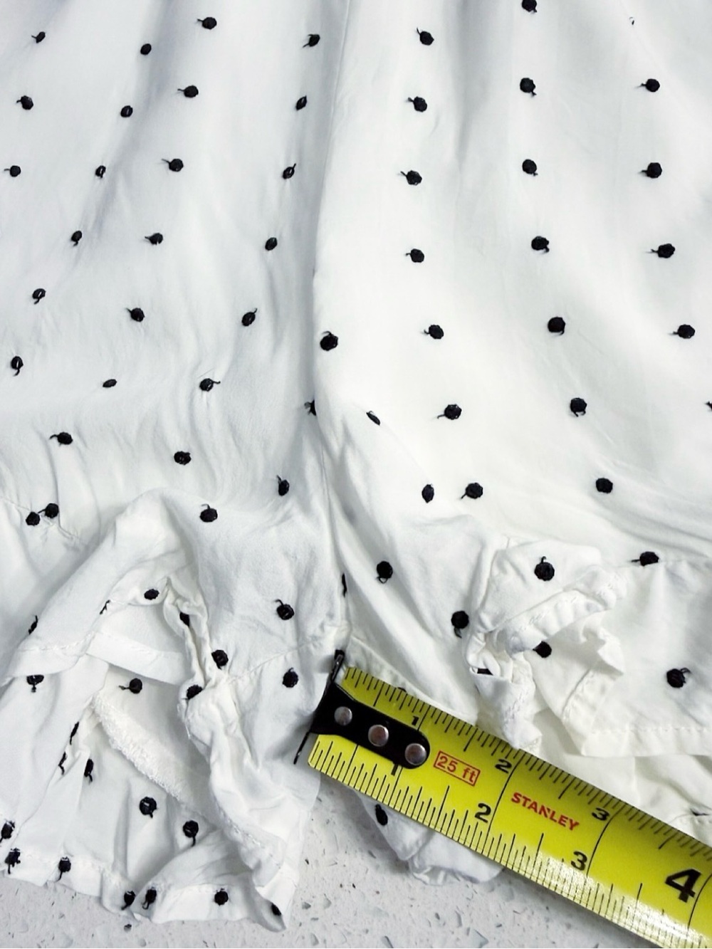 White Birch Romper Size S White Black Polka Dot Smocked Ruffle - Picture 9 of 11